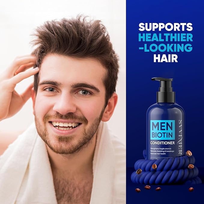 Svvimer Biotin Hair Conditioner for Men - Thickening Volumizing Conditioner with Rosemary Tea Tree Oil Caffeine for Thinning Damaged Dry Hair sulfate free - 13.5 Fl Oz (Pack of 1)