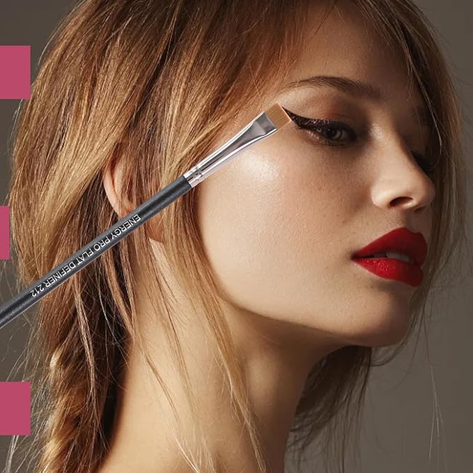 ENERGY Flat Eyeliner Eyebrow Concealer Brush Pro Flat Definer Firm Stiff Thin Synthetic Bristle Precision Lash Liner Brow Conceal for Defining Shaping Eyebrows with Gel Powder Cream Cake Makeup 212