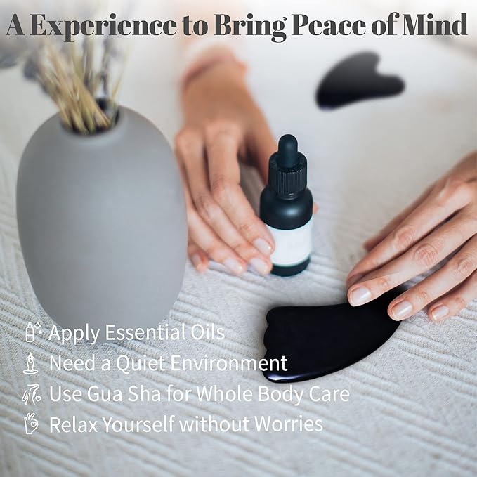 Rena Chris Guasha Massage Tool, 4 Pcs Gua Sha Facial Tool, Guasha Board for SPA Acupuncture Therapy Trigger Point Treatment, Gua Sha Scraping Massage Tool（Black）