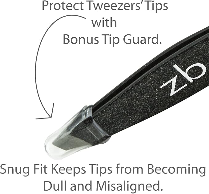 Tweezers – Surgical Grade Stainless Steel - Slant Tip for Expert Eyebrow Shaping and Facial Hair Removal – with Protective Pouch - Best Tweezer for Men and Women (Black)