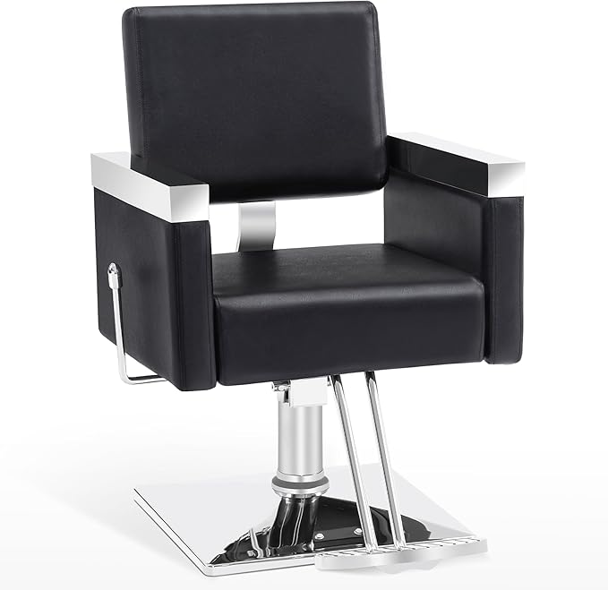 BarberPub Classic Recline Hydraulic Barber Chair Salon Spa Chair Hair Styling Beauty Equipment 3021 (Black)