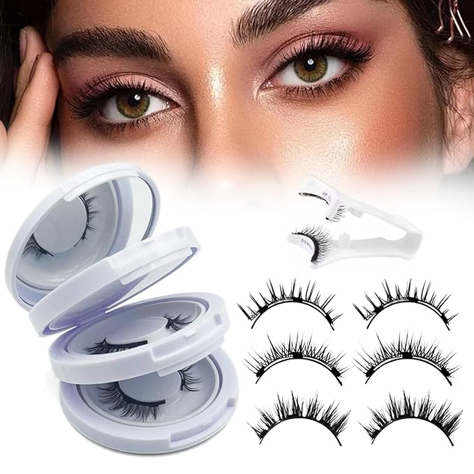 Elara Craft Magnetic Eyelashes,Magnetic Eyelashes with Applicator,2025 New Magnet Lashes Natural Look,Reusable No Glue Needed Soft Lashes Kit for Women Daily Use(02+03+06)