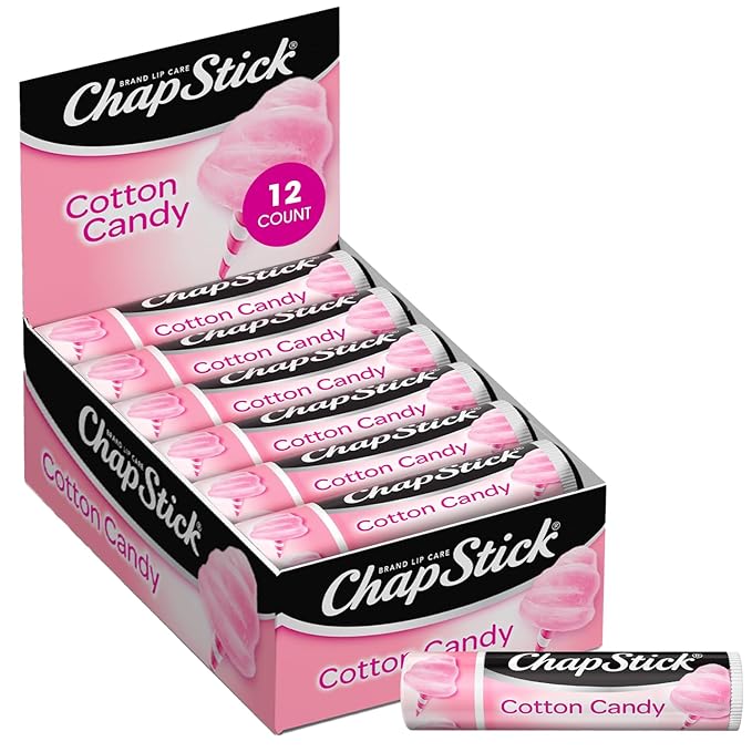 ChapStick Lip Moisturizer, Cotton Candy, 12-Pack – Limited Edition Bulk Lip Balm, Fun & Yummy, 0.15 Oz Ea
