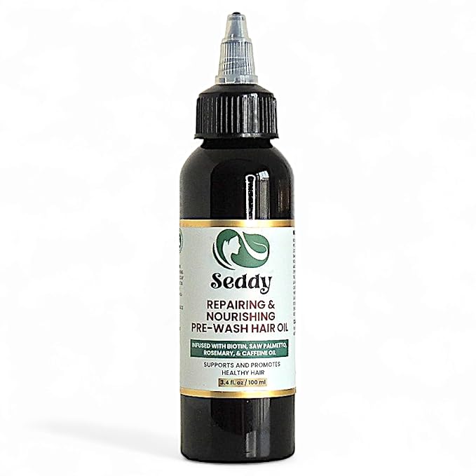 Seddy Pre-Wash Nourishing Treatment Oil for Dryness, Breakage, Split Ends With Castor, Biotin, Coconut, Rosemary, Caffeine Oil, Hair Strengthening Elixir - 3.4 Fl. Oz