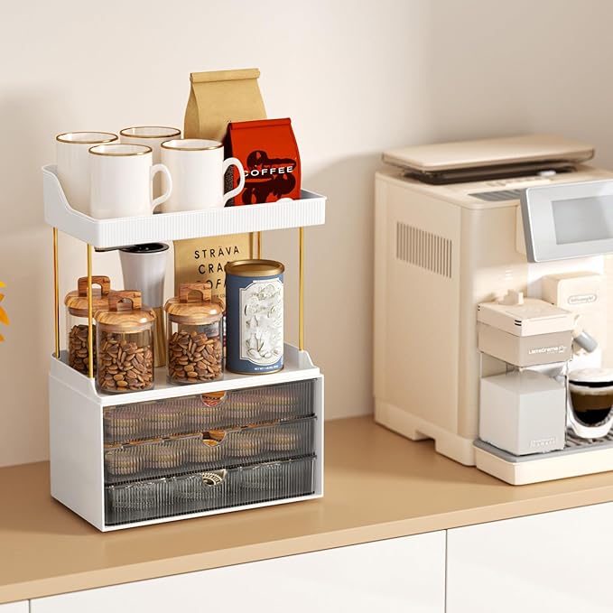 3 Drawers Bathroom Counter Organizer, 5 Tier Makeup Organizer, Versatile Perfume Organizer, Ideal for Bathroom Storage, Vanity, Large Skincare, Perfume, Present, Grey