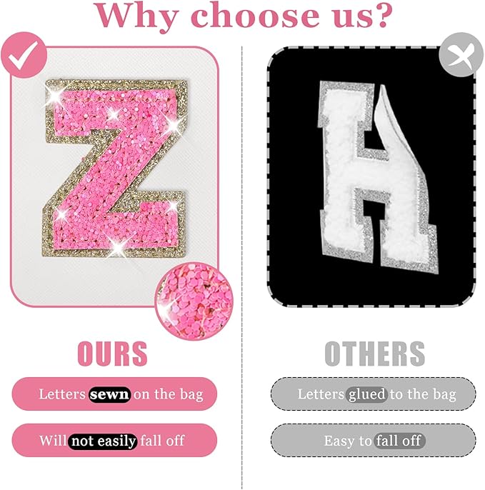 Initial letter patch makeup bag,