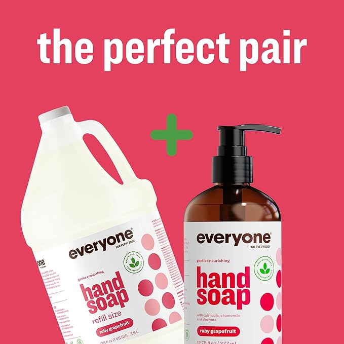 Everyone Liquid Hand Soap, 12.75 Ounce (Pack of 3), Ruby Grapefruit, Plant-Based Cleanser with Pure Essential Oils (Packaging May Vary)