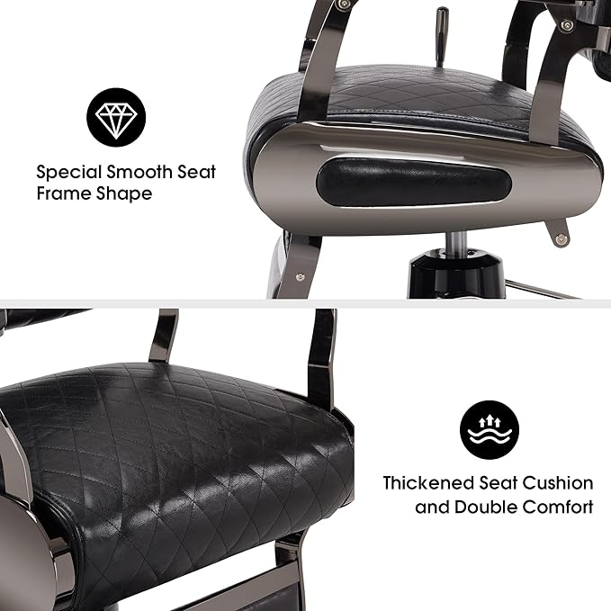 BarberPub All Purpose Barber Chair with Heavy Duty Pump,Reclining Adjustable Swivel Hair Styling Chair for Hair Stylist, Home Salon,Barbershop Salon&Spa 9453 (Black)