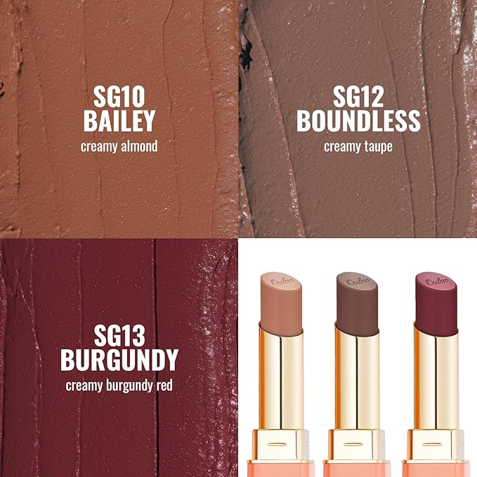 Oulac Color Rich Satin Lipstick Set For Women Nude Brown Lipsticks High Impact Lipcolor Tinted Lip Balm, Nourishing, Satin Finish, Moisturizing Creamy Formula, Vegan Gluten Free (10+12+13)