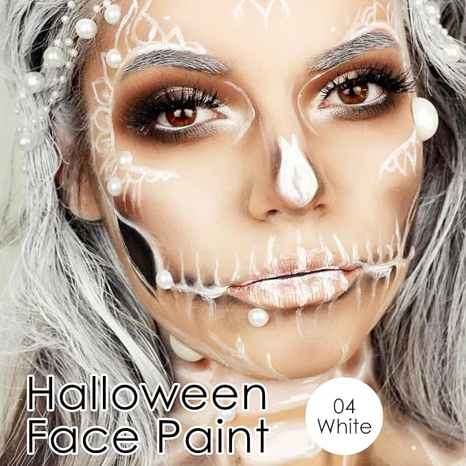 2Pcs White Face Body Paint Stick, White lipstick for Cosplay/Halloween/Costume Parties Accessories Vampire/Joker/Clown/Zombie Makeup Cream Face& Body Paint Easy to Blend