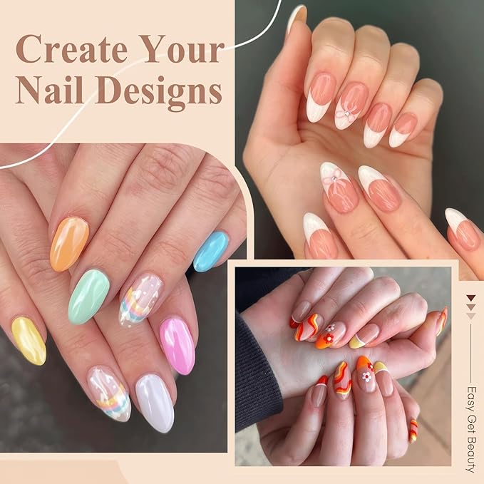 Short Almond Gel Nail Tips: 360Pcs Pre-Shape Short Nail Tips Almond Shape 15 Sizes Matte Full Cover Clear False Fake Nails for Extension Home DIY Salon