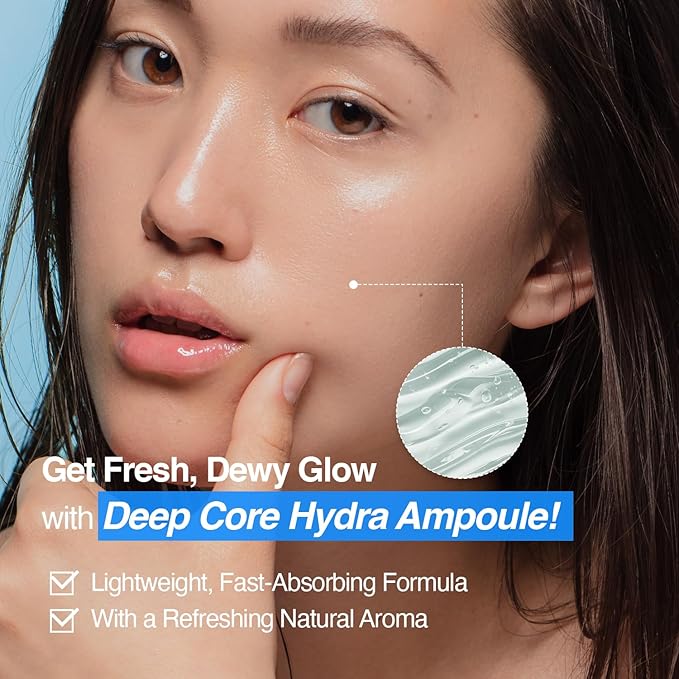 Deep Core Hydra Ampoule – Korean Skincare Moisture-Layering Serum with Hyaluronic Acid, Panthenol & Botanical Complex – Lightweight Hydration for Dry or Combination Skin – 4.05 fl oz (120ml)