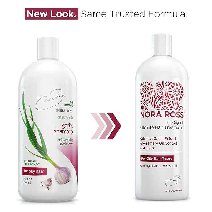Nora Ross Garlic Extract Oil Control Clarifying Shampoo with Rosemary – Strengthening Shampoo for Women and Men – Deep Cleansing Vegan Formula for Build Up and Greasy Scalp with Fresh Chamomile – 32oz