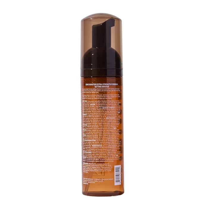 Style Factor EDGE BOOSTER Extra Strength Setting Mousse – Frizz Control, Extra Volume, and Conditioning – 6.4oz Amber Mousse for Curly Hair