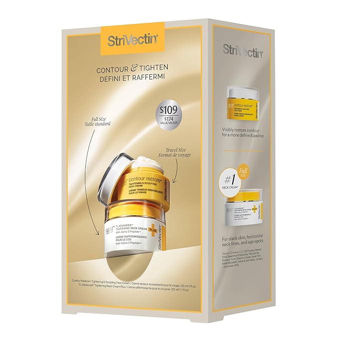 StriVectin Contour & Tighten Lifting Duo: TL Advanced Neck Cream PLUS & Face Sculpting Cream | Visibly Lift, Firm, and Restore Fullness to Face, Neck, & Décolleté (2x 1.7 oz)