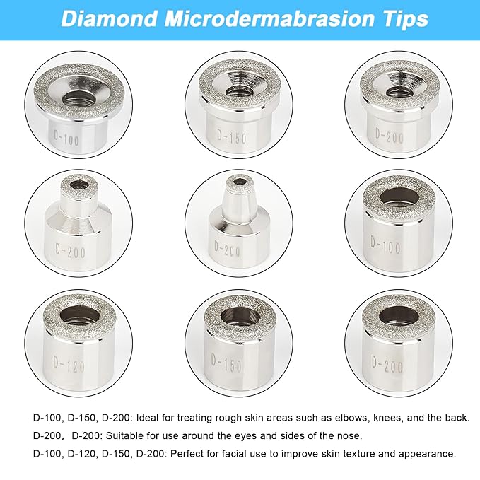 2 in 1 Diamond Microdermabrasion Machine Professional Blackhead Removal Equipment, 65-68cmHg Suction Power Professional Dermabrasion Facial Skin Care Massager for Home Salon Use with 300 Cotton Filter