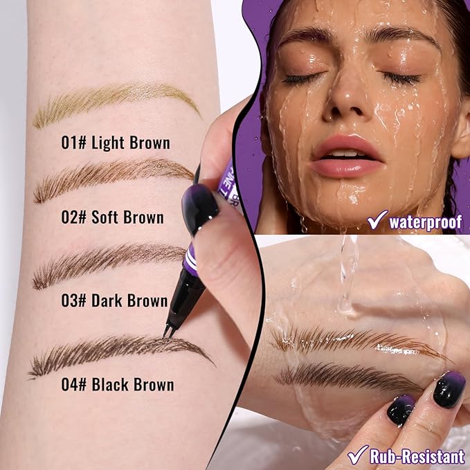 UCANBE Eyebrow Pen, Dual-Curved Eyebrow Pencils for Women, 2-in-1 Brow Pencil with 2-Fork-Tip & Precise Brush-Tip for Natural Hair-Like Brows, Waterproof Microblading Brow Pen Last 24Hrs(Soft Brown)