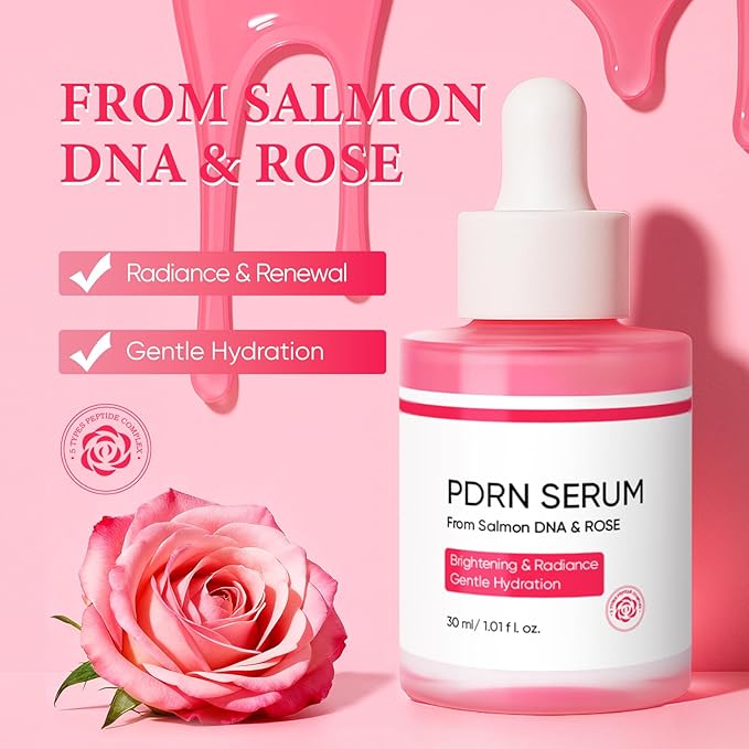 PDRN Serum, Pdrn Pink Peptide Serum, with Salmon DNA & Rose Combo Pack, Gentle Skincare for Radiance & Moisture, 30ml / 1.01 fl.oz