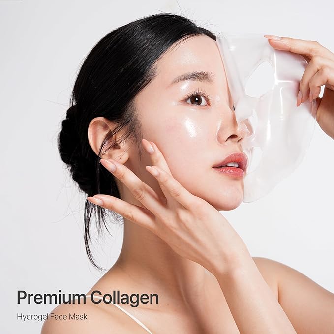 Vegan Mucin Lifting Hydrogel Collagen Face Mask 10 ea Ultimate Hydration, Improves Skin Texture, Soothing, Elasticity, Glowing Skin, Reduces Fine Lines & Wrinkles, Made in Korea OHMYPURE (10, Vegan)