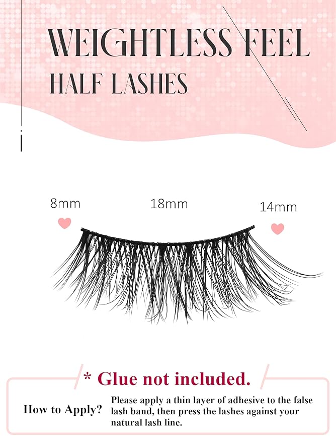 Half Lashes Natural Lashes Wispy Lashes Corner Lashes 3/4 False Eyelashes Natural Half Eyelashes W19