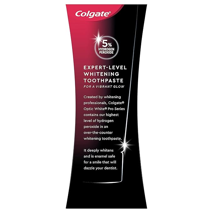 Colgate Optic White Pro Series Whitening Toothpaste with 5% Hydrogen Peroxide, Enamel Strength, 3 oz Tube
