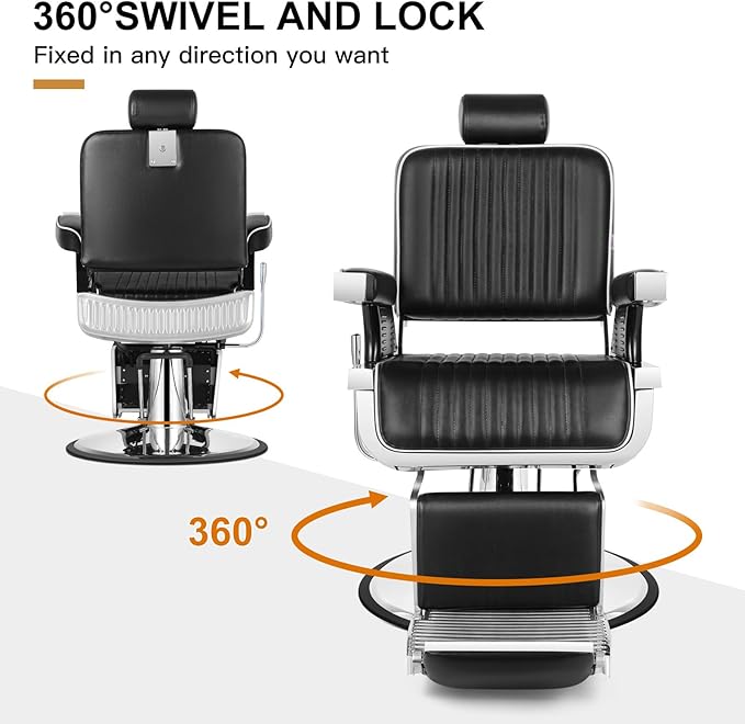 Artist hand Barber Chair Reclining Hydraulic Barber Chairs Heavy Duty Styling Chairs for Salon Chair Tattoo Chair Beauty Equipment (Black)