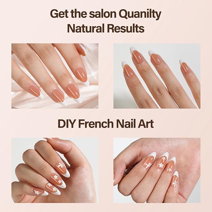 Vansiho French Gel Nail Tips, 150Pcs Medium Almond Gel Nail Tips, Brown French Tips Press on Nails, Soft French Gel Tips, Fake Nails for Nail Art DIY 15 Sizes