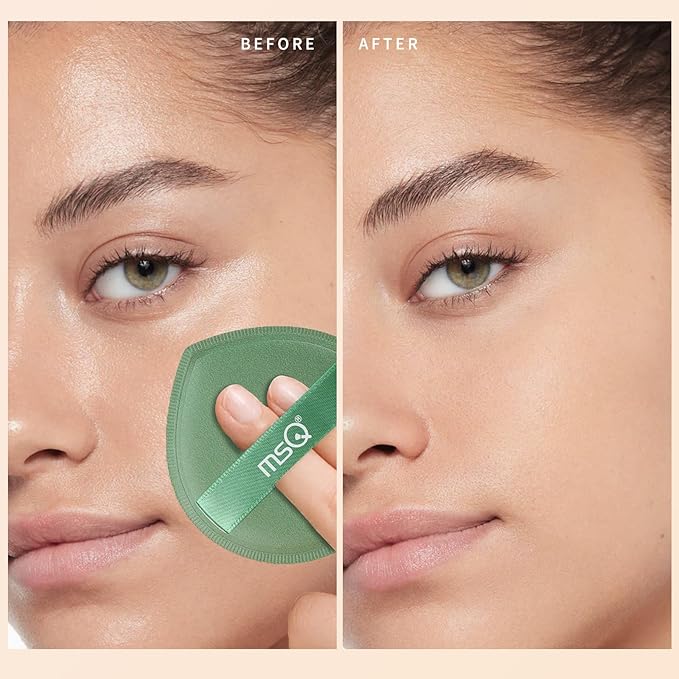 MSQ 5Pcs Makeup Sponge For Foundation Concealer and Powder, Triangle Powder Puff Soft Sponges Blender, Latex Free Blender Sponge For Liquid, Cream, Powder Seamless & Flawless Makeup, 2.75 in, Green