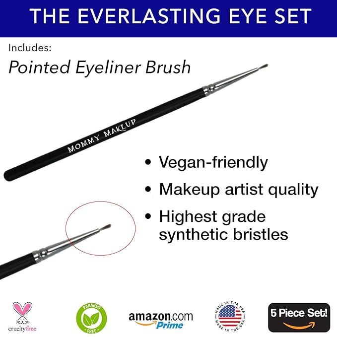 The Everlasting Eye 5 Piece Waterproof Makeup Set. Gel Eyeliner, Creme Eyeshadow, 2 brushes and Mesh Bag. Paraben-free, Talc-free, Cruelty-free. Misty Mocha/Black Beauty 1801