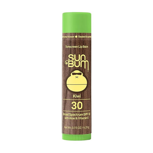 Sun Bum SPF 30 Sunscreen Lip Balm | Vegan and Hawaii 104 Act Compliant (Octinoxate & Oxybenzone Free) Broad Spectrum Natural Lip Care with UVA/UVB Protection |Kiwi Flavor| .15 oz