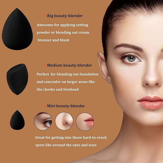 21 pcs Black Beauty Blender Makeup Sponge Bulk:Blender Sponges 21 Pcs for Liquid, Cream, and Powder, Multi-colored Pink make up sponges for foundation