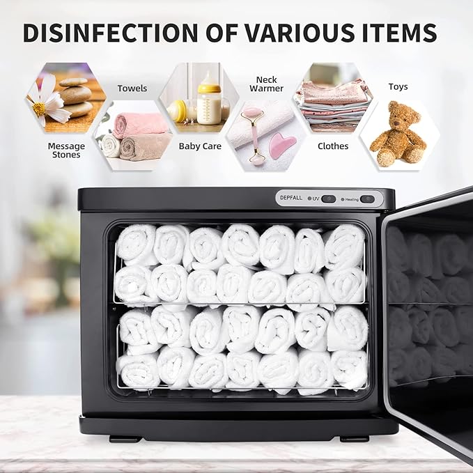 Hot Towel Warmer, Professional 23L Large Capacity Hot Towel Cabinet, 2-in-1 Spa Towel Warmers for Facials, Barber, Salon, Esthetician, Upgrade Fast Heating Aluminum Interior, Black