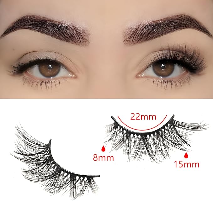 FARRED Half Lashes Short False Eyelashes Wispy Lash Strips Cat Eye Lashes Natural Look Fake Eyelashes Strip Eye Lash Pack 10 Pairs 8-15mm Pestañas