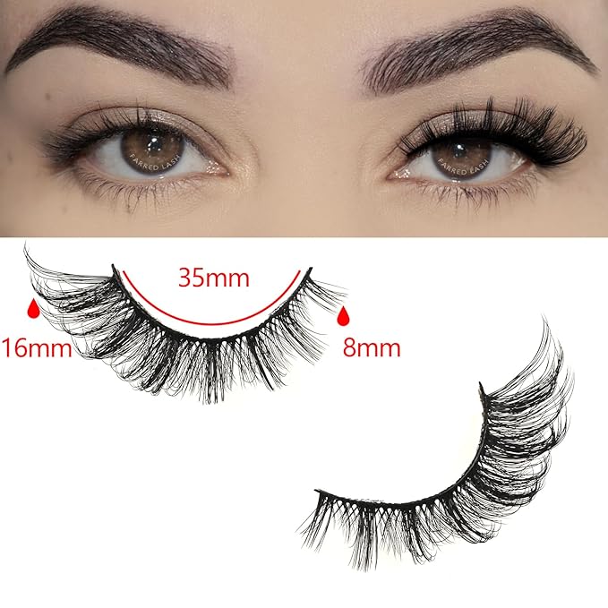 FARRED Cat Eye Lashes Natural Fox Eyelashes 10 Pairs D Curl Wispy False Lash Strips Volume Cateye Fake Eyelash Russian Strip Lashes Natural Look Full Pestañas Sets for MUA and Beginners Makeup