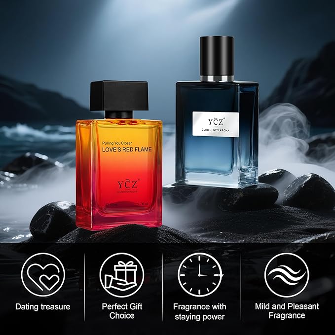 Ycz 2-Pack Love's Borrowing Fire Club Men's Pheromone Cologne - Lasting Citrus Fragrance, Male Glamour & Attraction, 1.7 oz Bottle, Perfect for Dates and Valentine's Day, Christmas Gifts Ideal