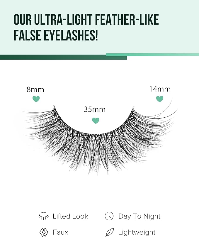 Natural Lashes Wispy False Eyelashes Cat Eye 3D False Lashes Fluffy Fake Eyelashes Strip Eye Lashes Pack 7 Pairs