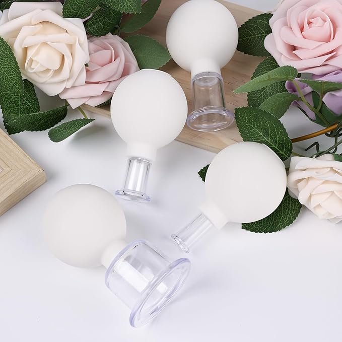 Meifuly Facial Cupping Set, 4 PCS Silicone Vacuum Suction Face Massage Cups, Skin Tightening Kit for Eyes, Face and Body (White)