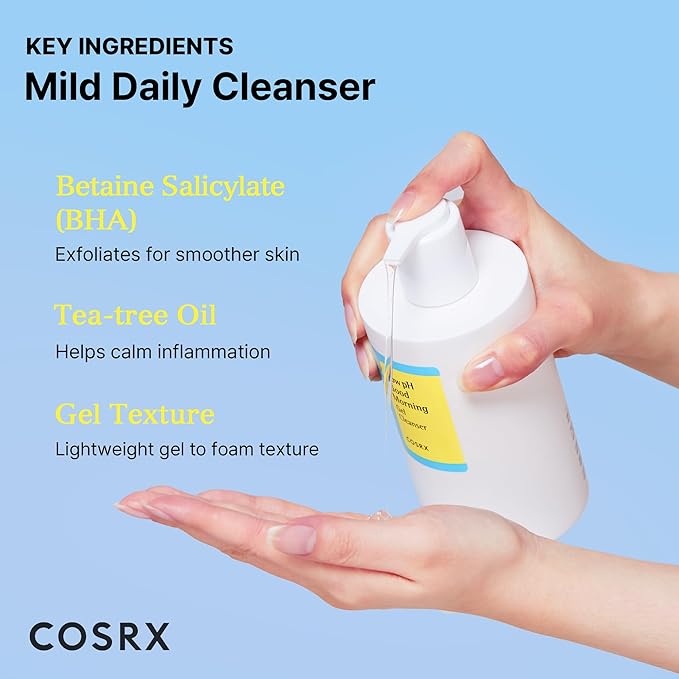 COSRX Low pH Good Morning Gel Cleanser (13.52fl.oz/400ml), BHA Face Wash, Daily Mild Face Cleanser for Sensitive Skin, PH Balancing, Korean Skin Care, Korean Face Wash, Korean Body Wash