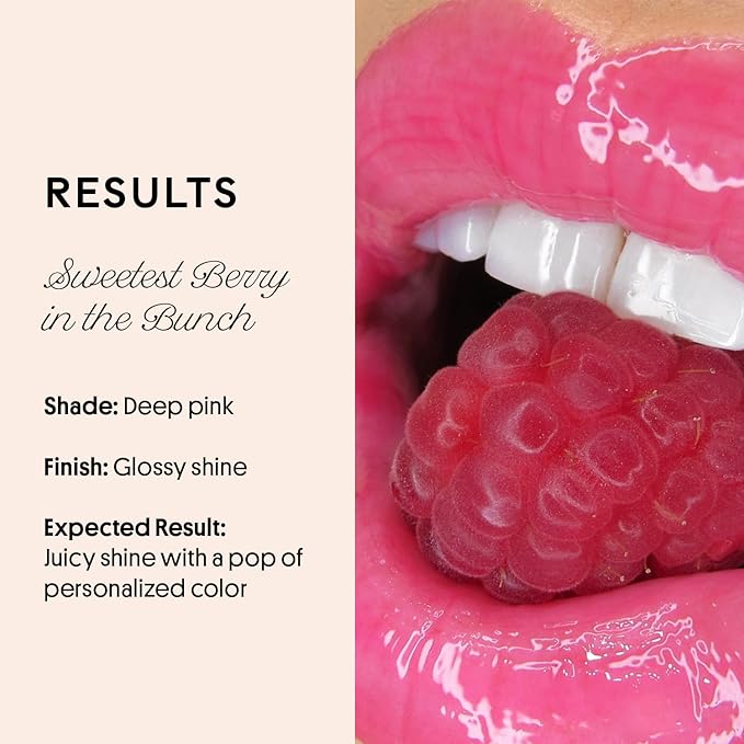 Winky Lux Raspberry Fruity Gloss pH Lip Stain, Non Sticky Lip Gloss, Tinted Lip Oil, Lip Lacquer, Yummy Fruit Lip Gloss, Jojoba Oil for Hydration & Shine, Soft Raspberry Scent