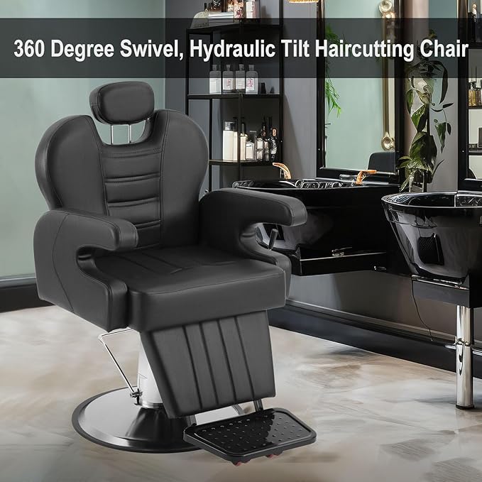 Salon Chair for Hair Stylist, 360 Degree Rotating Barber Chair Heavy Duty Hydraulic Pump Barber Chair, Spa Beauty Equipment for Hair Stylists, Tattoo Artists, Cosmetologists
