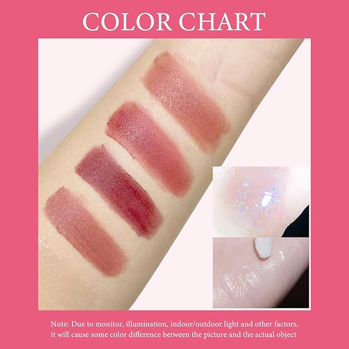 Makeup Set for Women, 7 Pcs Gift Box Set Include Matte Lipstick, Lip Balm, Lip Lotion and Necklace, Easy to Match with Different Makeup looks, Christmas Makeup Set Gift for Girls-02