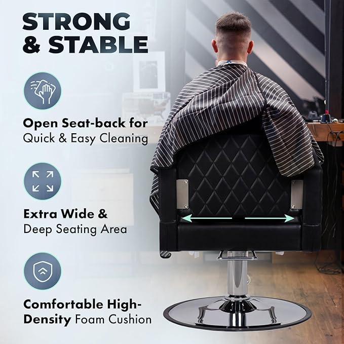 Buy-Rite Diamond Styling Chair for Salons & Spas, Modern Styling Chair with Diamond Stitch Pattern, Extra Wide Seat, Open Seat-Back for Cleaning, Lumbar Support Cushion, NIN-6613