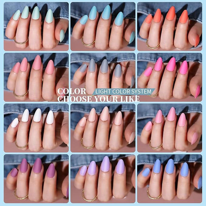 Teenitor Press on Nails,Short Almond Press on Nails, Matte Acrylic Fake Nails with Nail Glue, 24 Colors