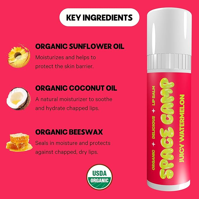 Wellness Jumbo Lip Balm - Juicy Watermelon Organic Flavored Balm (2 Pack)