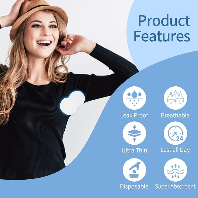 Armpit sweat pads, Underarm Sweat Pads - 120 Pack | Disposable, Ultra-Absorbent & Invisible | Anti-Sweat Pads for Men & Women | Stay Fresh & Dry All Day | Comfortable & Hypoallergenic (White, L)