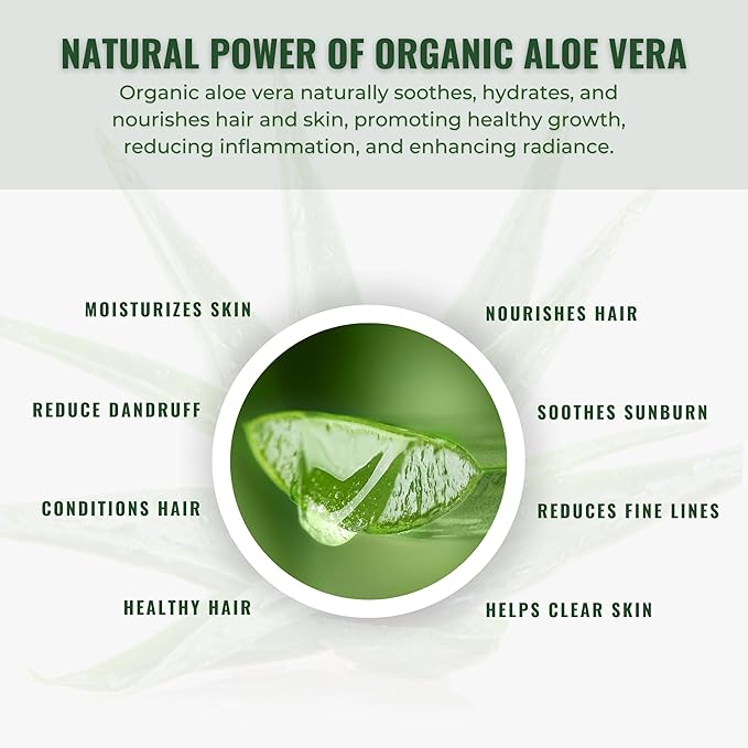 100% Pure Natural Aloe Vera Gel for Moisturizing Face Skin & Hair – Soothing After Sun Exposure, Dry & Sensitive Skin, Non-Sticky (10.14 oz)