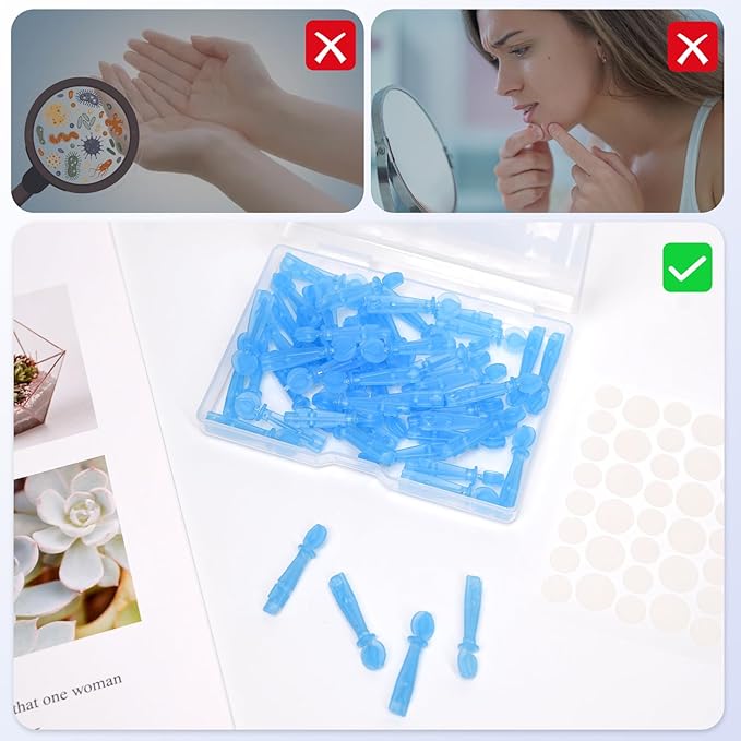 100 Pack Disposable Acne Pimple Popper Needles and 144 Dots Acne Pimple Stickers, for Whitehead Closed Mouth Clear (100 Pack)