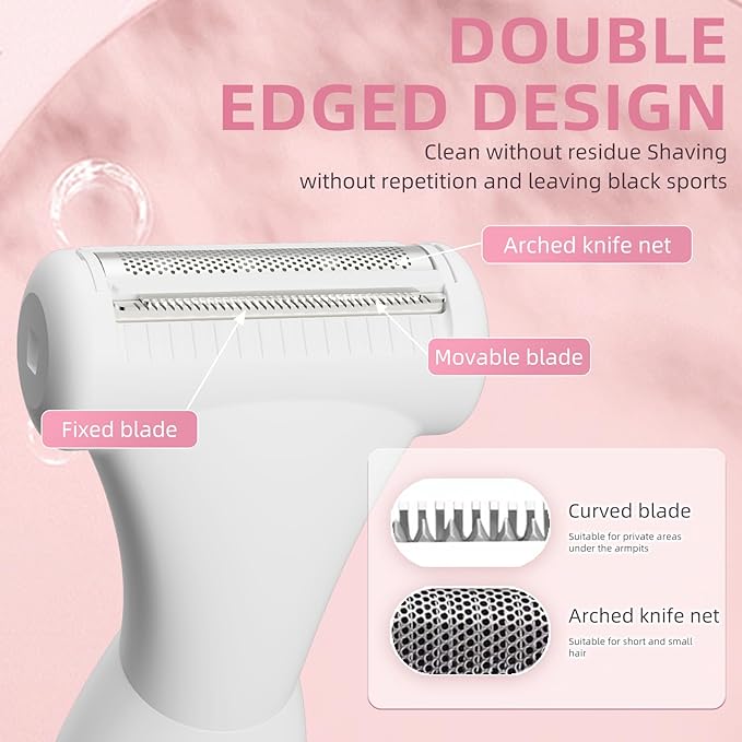 RUIM Electric Razors for Women, 4-in-1 Painless Bikini Trimmers with LED Display, Rechargeable Wet/Dry Body Razors for Arms, Legs, Pubic Hair, Face