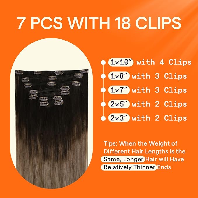 Full Shine Balayage Hair Extensions Real Human Hair Dark Brown to Medium Brown Mix Ash Blonde Clip in Hair Extensions Double Weft Short Hair Seamless Clip ins 12 Inch 95 G 7 Pcs