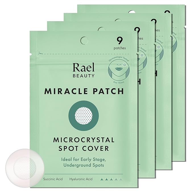 Rael Pimple Patches, Miracle Microcrystal Spot Cover - Hydrocolloid Acne Patch with Tea Tree Oil, Early Stage Zits and Blemish, Korean Skin Care, Vegan, Cruelty Free (36 Count)